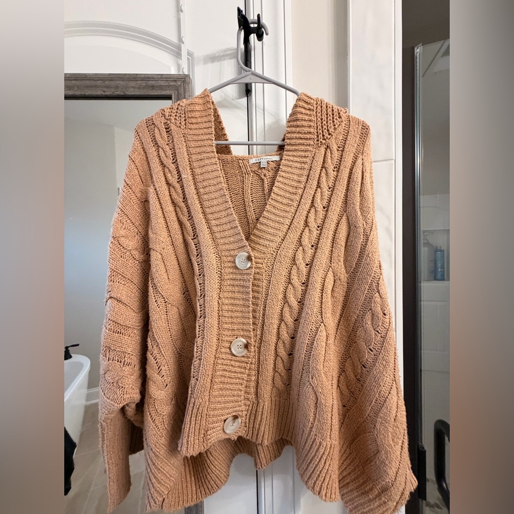Cozy Casual Tan Cable Knit Cardigan